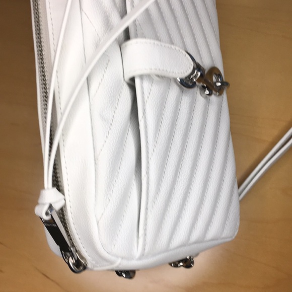 Rebecca Minkoff Edie Quilted Chevron Crossbody Camera Bag Purse Bright White - Picture 6 of 12